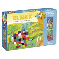 Elmer Tout En Couleurs : 4 Puzzles Evolutifs : De 24 A 64 Pieces