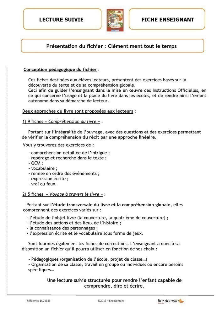 Lecture Suivie - Clement Ment Tout Le Temps (25 Ex)