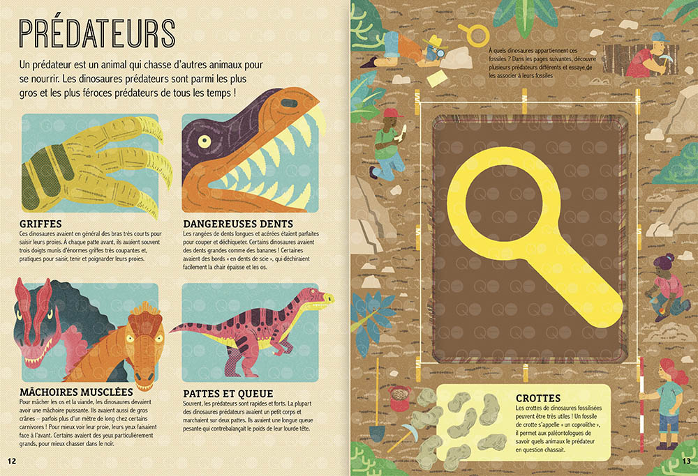 Dinosaures : utilise la loupe magique pour explorer les fouilles paléontologiques !