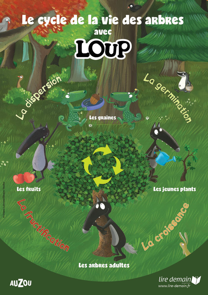 Poster Loup Arbres